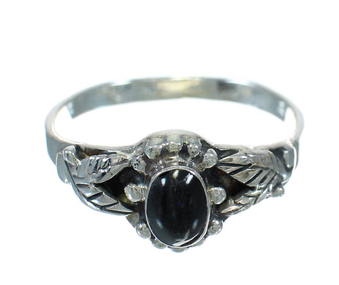 Silver And Jet Southwestern Ring Size 6-1/2 YX92355